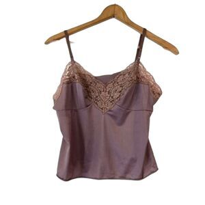 Vassarette Vintage Purple Mauve Cami Lace Size 38 Nylon Tank